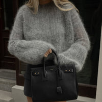 French Chic Style Retro Round Neck Loose And Versatile Knitted Top