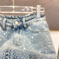 A-style Starry Hot Rhinestone Versatile Slimming Casual Denim Skirt For Women