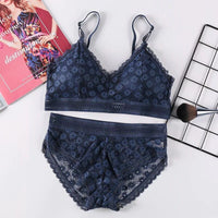 Fashion cross straps gather bra lace underwear set