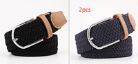 Women's Canvas Belt Student Pants Casual Stretch Braided Needle Buckle