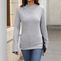 Elegant Solid Color Long Sleeve Women's Top