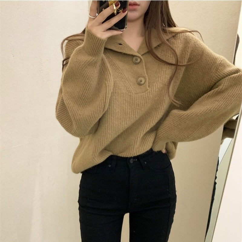 Salt Girl's Large Lapel Button Sweaters Top