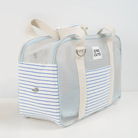 Pet Diaper Bag Blue And White Striped Breathable Shoulder Bag