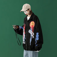 New Hong Kong Style Creative Hand-Painted Loose Long-Sleeved Casual Jacket