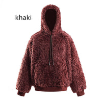 Fashion Plush Hooded Jacket Warm And Loose