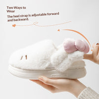 Instagram-Style Fluffy Cotton Slippers With A Cat And Bow Design For Cozy Warmth