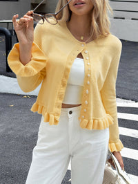 Women's Solid Color Versatile Button Long-sleeved Sweater