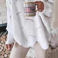 Autumn And Winter New Loose Long Sleeve V-neck Zipper Solid Color Sweater