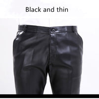 Slim-fit small feet skinny thin leather pants