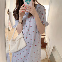 Cute Little Cherry Casual Loungewear Dress Doll Collar Nightdress