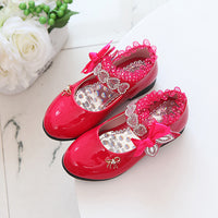 High Heel Dance Single Shoes Lace Rhinestone Children's