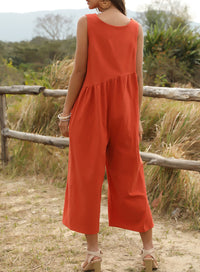 V-neck suspender sexy solid color jumpsuit