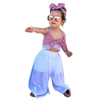 Three-piece bra strap + chiffon pants