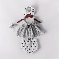 Baby Plaid Sleeveless Sling Top Bread Set