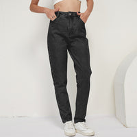 Ladies denim straight-leg pants