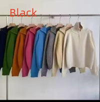 Women's Half Turtleneck Sweet Youthful Loose Half-zip Sweater