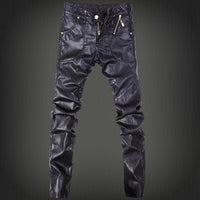 Men's leather pants tide locomotive popular foot pants
