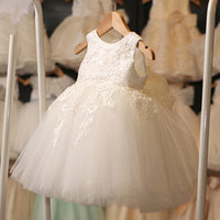 Korean children's dress skirt girls gold lace applique dress