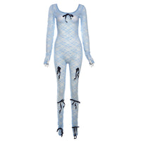 Tight Long Sleeve Lace Jumpsuit Women