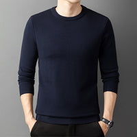 Core-spun Yarn Round Neck Semi-high Collar Knitted Sweater