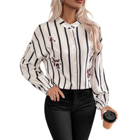 Commuter-style Single-breasted Striped Lapel Shirt