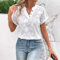 Summer Minimalist Casual Solid-color V-neck Short-sleeve Shirt