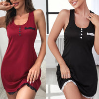 Home Wear Pajamas Women's Summer Lace Splicing Sling Nightdress