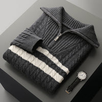 Thickened Zipper Lapel High Collar Loose Sweater