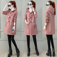 Plush Faux Lamb Wool Mid-length Woolen Coat