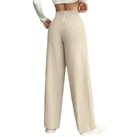 Women's Corduroy Wide-Leg Pants High-Waisted With Drawstring Retro Style