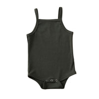Solid Color Short Climbing Sleeveless Hidden Hook Open Cotton Rompers