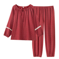 Court-Style New Year Red Japanese-Style All-Cotton Womens Loungewear Set