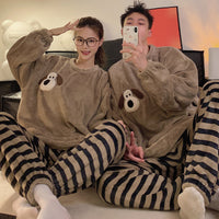 Coral Fleece Couple's Large Size Pajamas For Women Fleece-lined Homewear