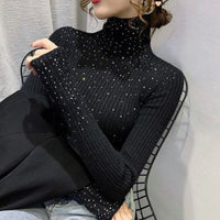Thickened Starry Rhinestone Knitted Sweater