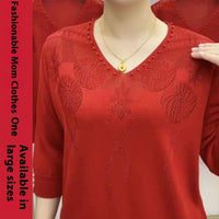 Fashion Ice Silk Sweater Three-quarter Sleeve Pullover Top For Women