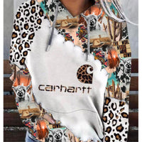 Letter-print Long-sleeve Hooded Pullover Casual Sweatshirt