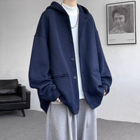 Waffle-Weave Corduroy Cardigan Sweater Mens AutumnWinter