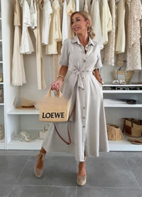 Women's Lace-Up Solid Color Slim-Fit Dress