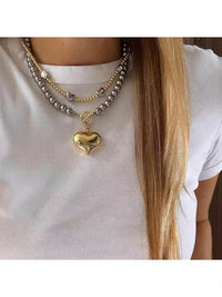 Fashionable Heart-Shaped Cross Tassel Pendant Necklace