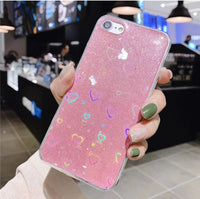 Compatible with Apple, Glitter Laser Heart Case for iPhone