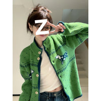 Retro Atmosphere Wear Korean Style Green Sweater