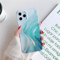 Four-corner anti-shattering gold marble mobile phone case
