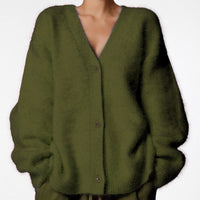 Cross-border Hot Sale Spring And Autumn Imitation Marten Cardigan Women Idle Style Loose Sweater Coat Soft Long-sleeved Sweater Women