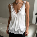 Lace-trimmed Sleeveless T-shirt A Stylish Top For Women
