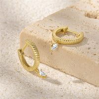 S925 Sterling Silver Fashion Minimalistic Water Drops Rhinestone Earrings