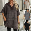 Women's Fashionable Mid-length Zipper And Lapel Sweater