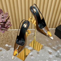 Gem Square Toe Stiletto Heel Hollow High Heel Shoes