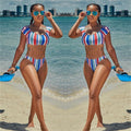 Split Bikini Striped Two-piece Swimsuit