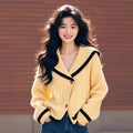 V-neck Loose Long Sleeve Knitted Outerwear Lazy Sweater