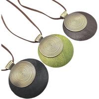 Womens Cotton And Linen Accessories, Simple Wooden Circle Alloy Long Necklace